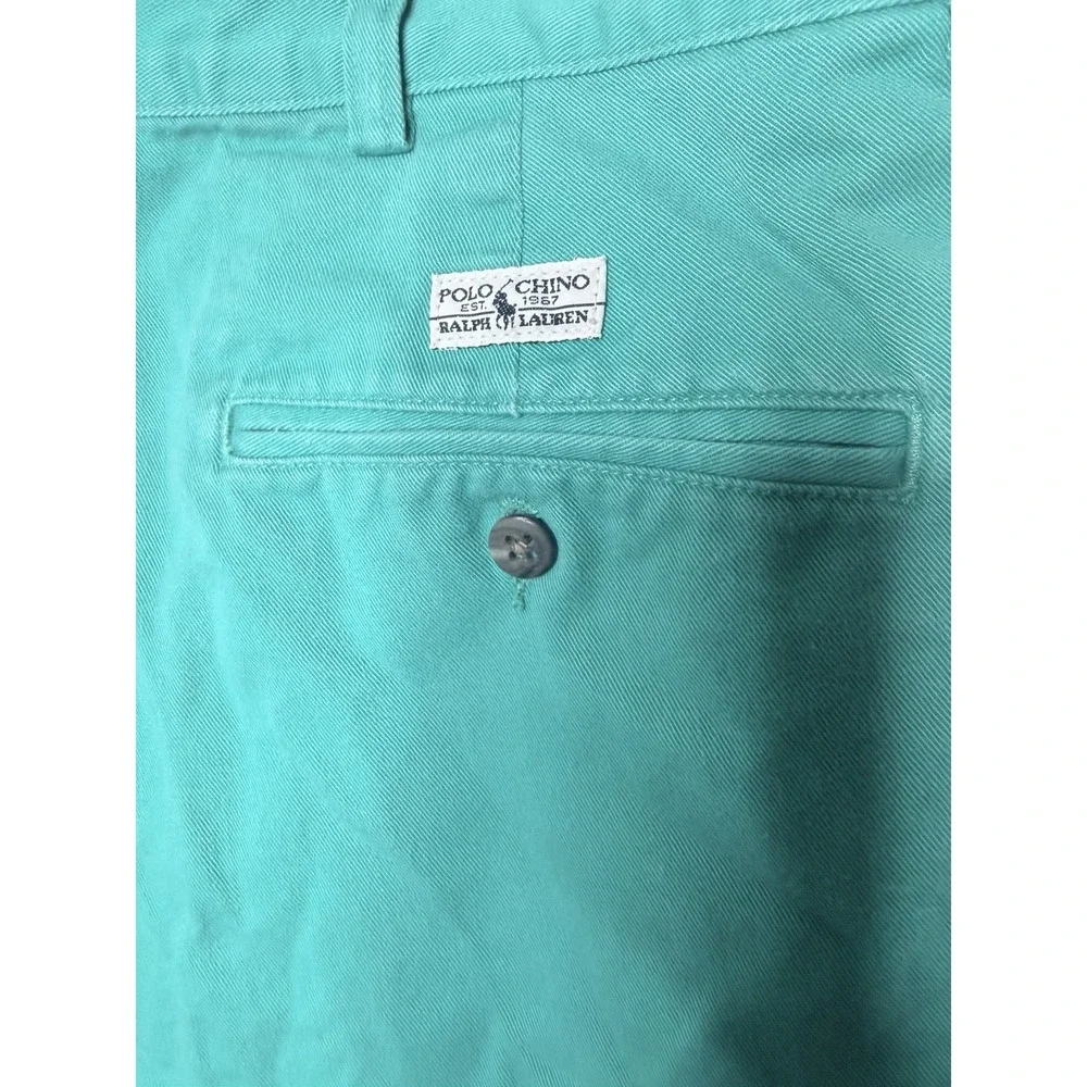 Vtg Polo Ralph‎ Lauren Shorts Mens 34 Green Pleated Chino 8 In Preppy